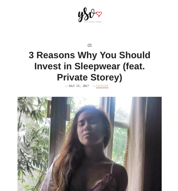 3 Reasons Why You Should Invest in Sleepwear (feat. Private Storey) by Ysabel Vitangcol