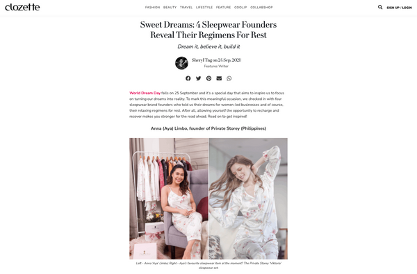 Sweet Dreams: 4 Sleepwear Founders Reveal Their Regimens For Rest Dream it, believe it, build it  - Sheryl Tng